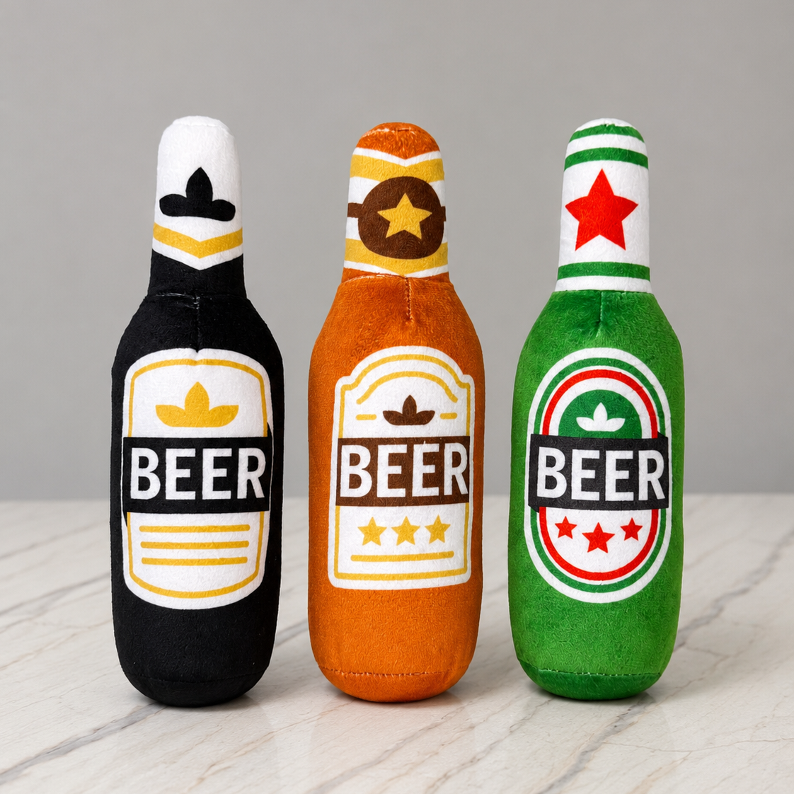 DoggoDiary beer bottle plush dog toys