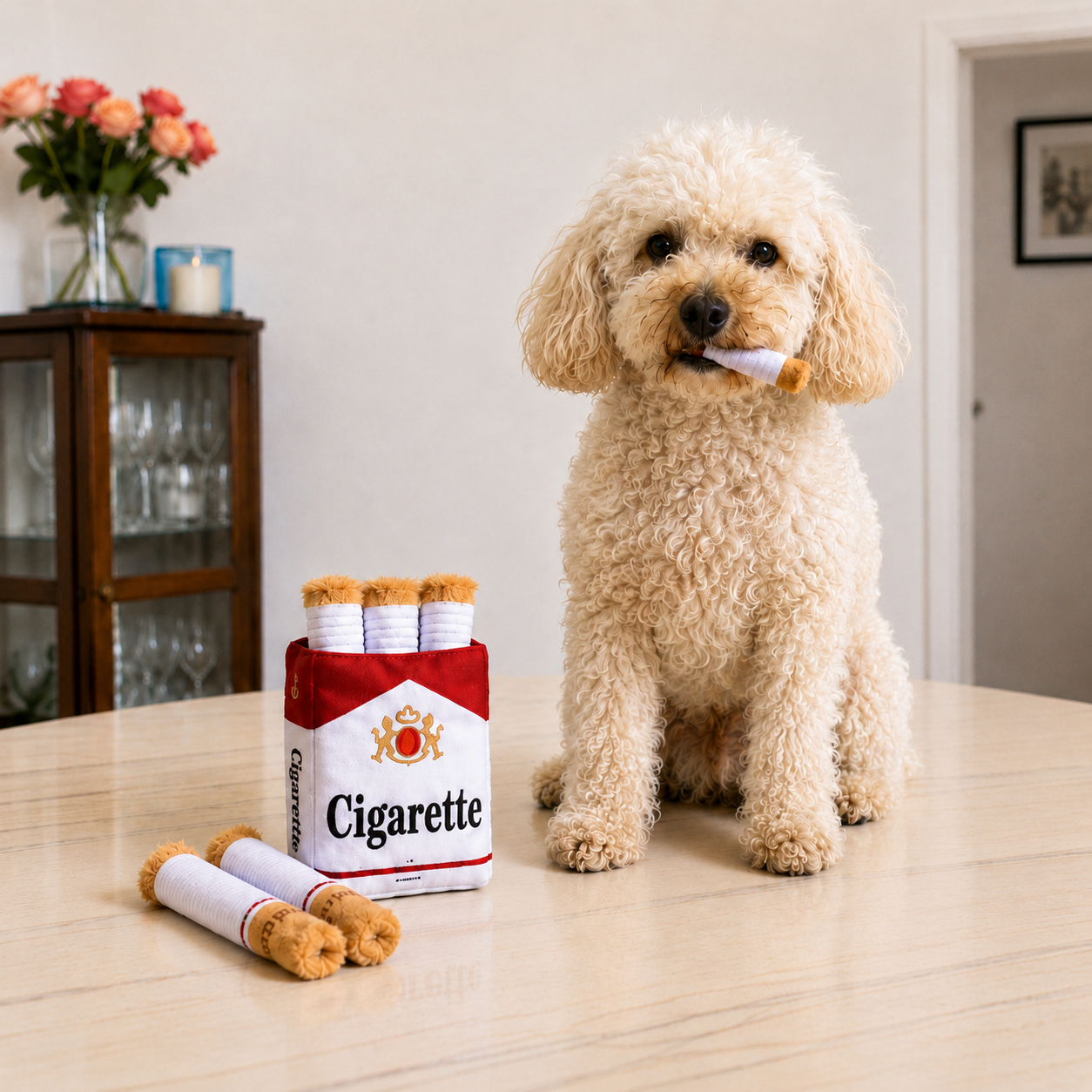 DoggoDiary cigarette hide-and-seek plush dog toy