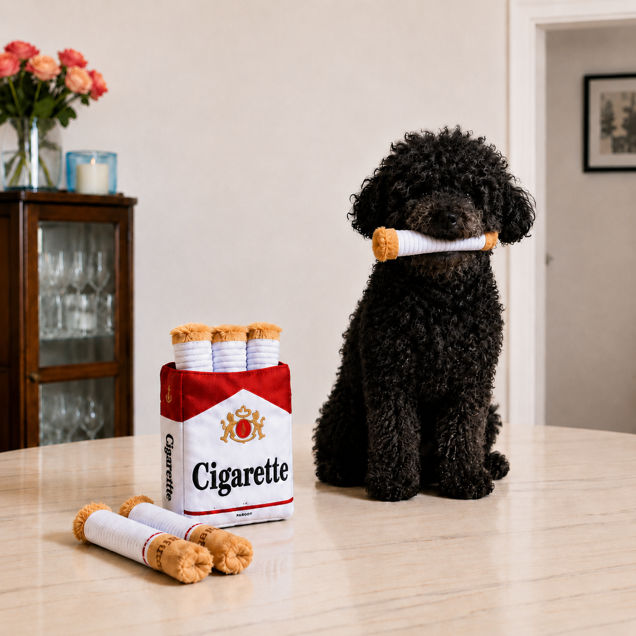 DoggoDiary cigarette hide-and-seek plush dog toy